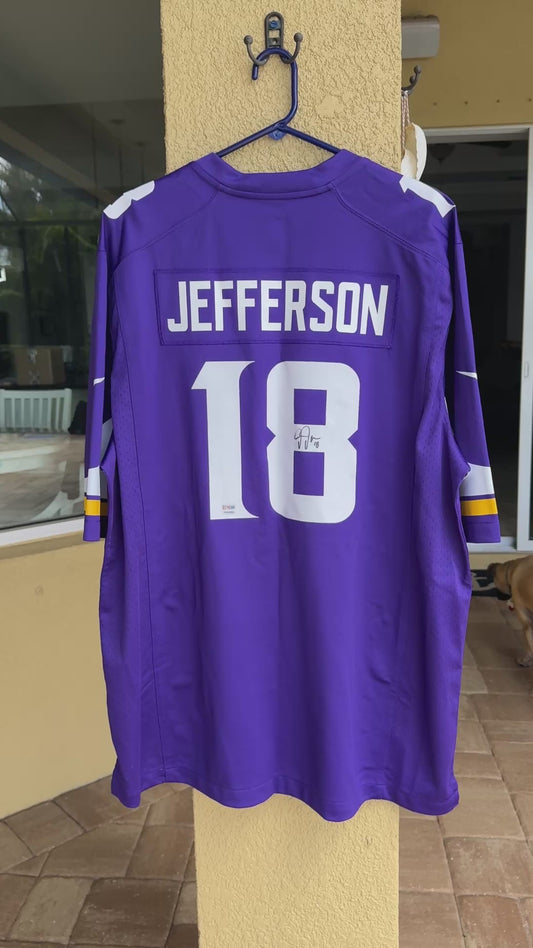 Justin Jefferson Hand Signed Minnesota Vikings ⚔️ Replica Nike NFL Jersey 👕 Also includes Authenticity 🛡️
