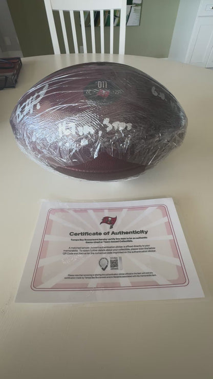 Baker Mayfield GAME USED 💪 09/07/25 Signed + Inscribed Ball Tampa Bay Buccaneers vs Atlanta Falcons Proof of Authenticity included 🛡️