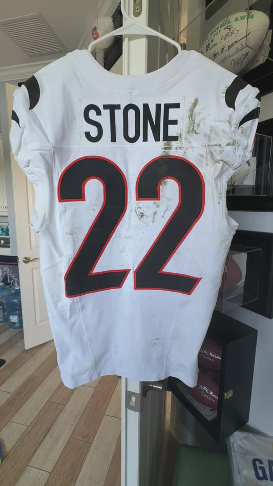 Geno Stone GAME WORN 10/12/25 💪 Cincinnati Bengals 🐅 Nike NFL Jersey 👕 vs Green Bay Packers inc. COA 🛡️