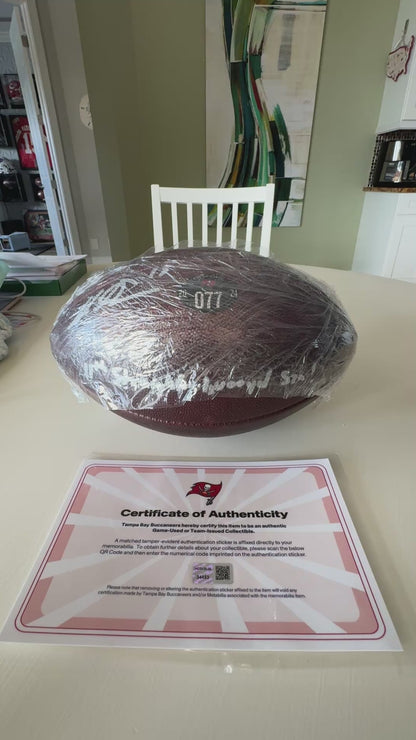 Mike Evans GAME-USED Signed & Inscribed Tampa Bay Buccaneers Duke Ball 24-25 Season Inscription reads “11th Straight 1,000 yd Szn!”