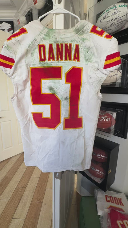 Mike Danna GAME WORN 💪 10/06/25 Kansas City Chiefs Nike NFL Jersey 🎽 vs Jaguars - COA included 🛡️