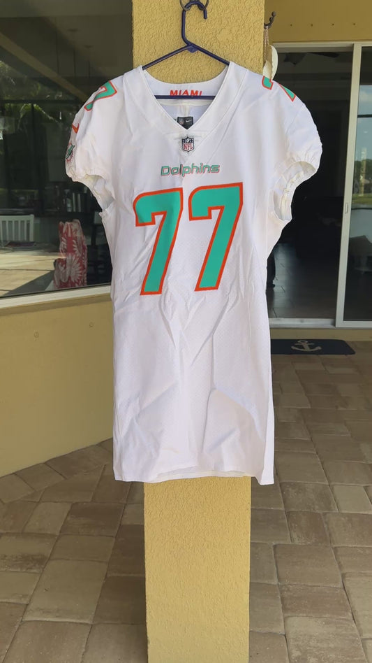 Jesse Davis GAME WORN 💪 10/17/21 PHOTO MATCHED 📸 Miami Dolphins 🐬 Nike On-Field NFL Jersey🎽 inc. PSA Authenticity 🛡️ vs Jacksonville Jaguars