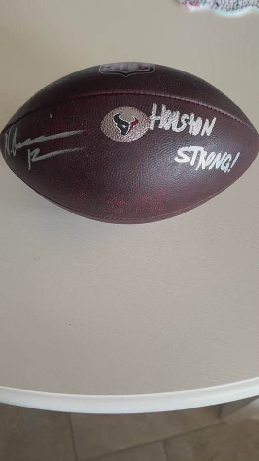 Nico Collins Hand Signed 🖊️ Practice-USED 💪 Wilson The Duke NFL Ball Inscribed "Houston Strong!"