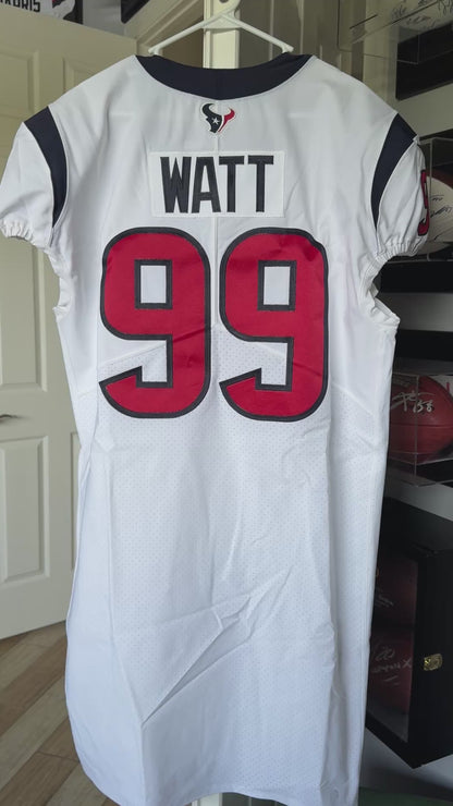 J.J. Watt 💯 GAME ISSUED 💪 Houston Texans On-Field Nike NFL Jersey 👕 Also includes COA 🛡️ & Walter Payton NFL Man of the Year Patch