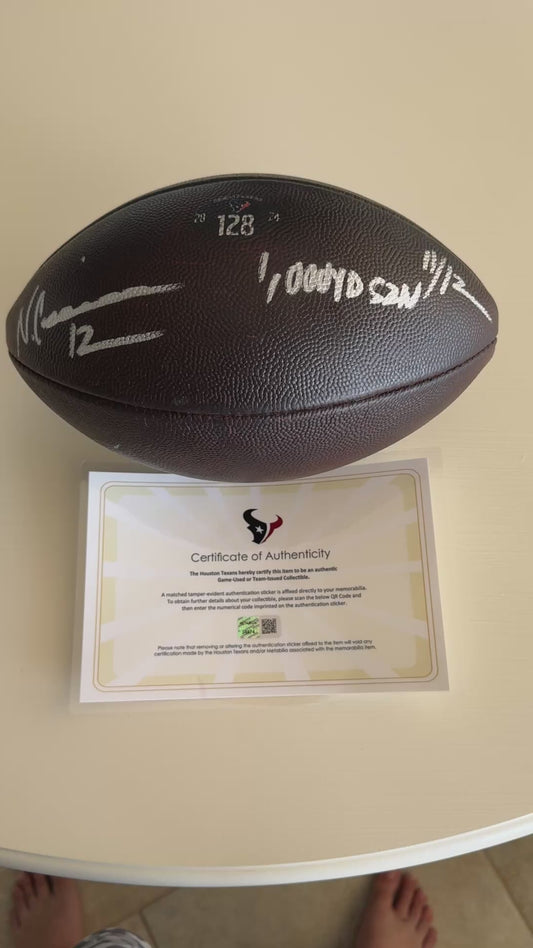 Nico Collins Signed GAME-USED Ball 💪 24/25 season Houston Texans NFL Inscribed "1,000yd SZN 11/12" Limited Edition of 12 💥