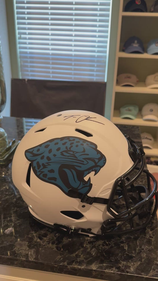 Trevor Lawrence Hand Signed ✍️ Jacksonville Jaguars 🐆 Full-Size Authentic On-Field Lunar Eclipse Alternate Speed NFL Helmet - Fanatics Authenticated 🛡️