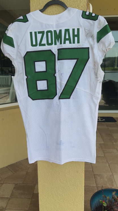 C.J. Uzomah GAME WORN/USED 💪 New York Jets Nike NFL Jersey 👕 with PSA Authenticity🛡️ Salute 2 Service Game