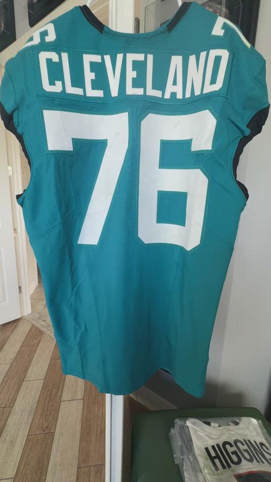 Ezra Cleveland GAME WORN 09-28-25 Jacksonville Jaguars Nike NFL Jersey vs. San Francisco 49ers Also includes COA 🛡️