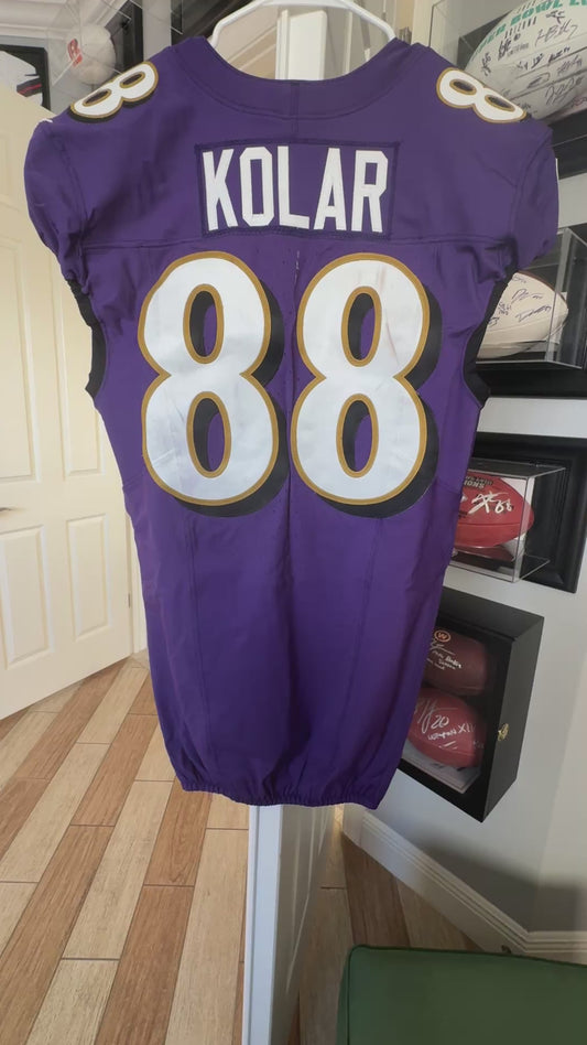 Charlie Kolar GAME-WORN💪from the 2025 season Baltimore Ravens💜Jersey Also includes COA