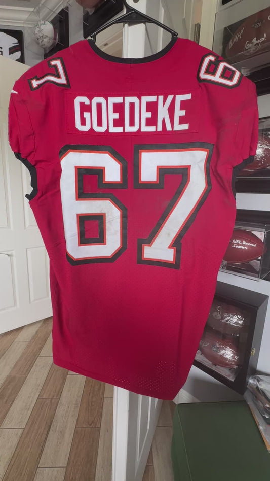 Luke Goedeke GAME WORN 💪12/07/25 Tampa Bay Buccaneers Nike NFL Jersey vs New Orleans Saints Includes Authenticity