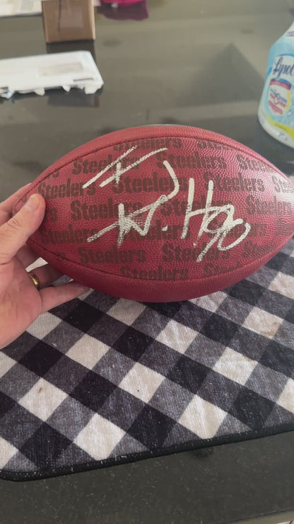 T. J. Watt Signed ✍️ Pittsburgh Steelers Official Wilson "The Duke" Team Logo NFL Football Inc. Beckett Authenticity 🛡️