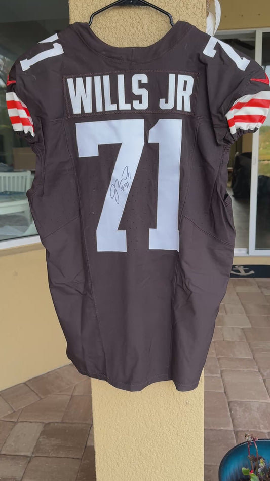 Jedrick Wills Signed✍️Game Used💪Cleveland Browns On-Field NFL Jersey👕2024 Season Inc. PSA COA