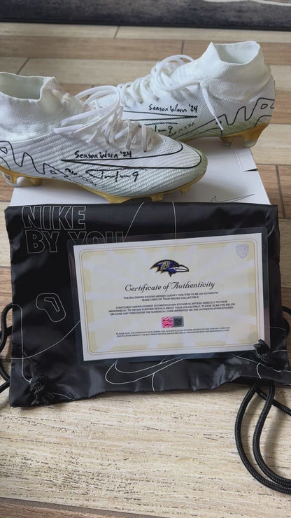 Justin Tucker Signed✍️GAME-WORN💪NFL Cleats👟11/07/24 Baltimore Ravens💜Inscribed. Worn vs Cincinnati Bengals💪