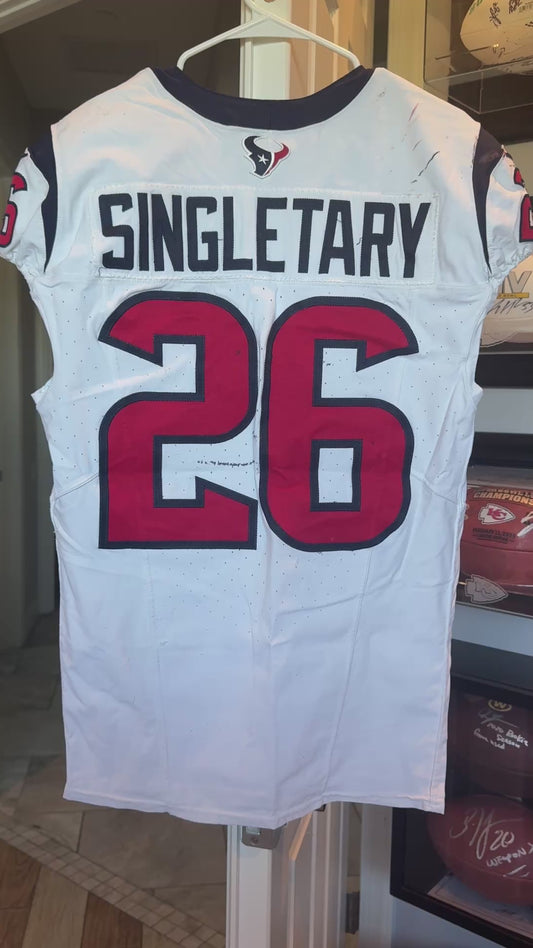 Devin Singletary GAME WORN 💪 11/12/23 & PHOTO MATCHED 📸 Houston Texans Nike NFL Jersey🎽 vs. Cincinnati Bengals – Salute to Service Game