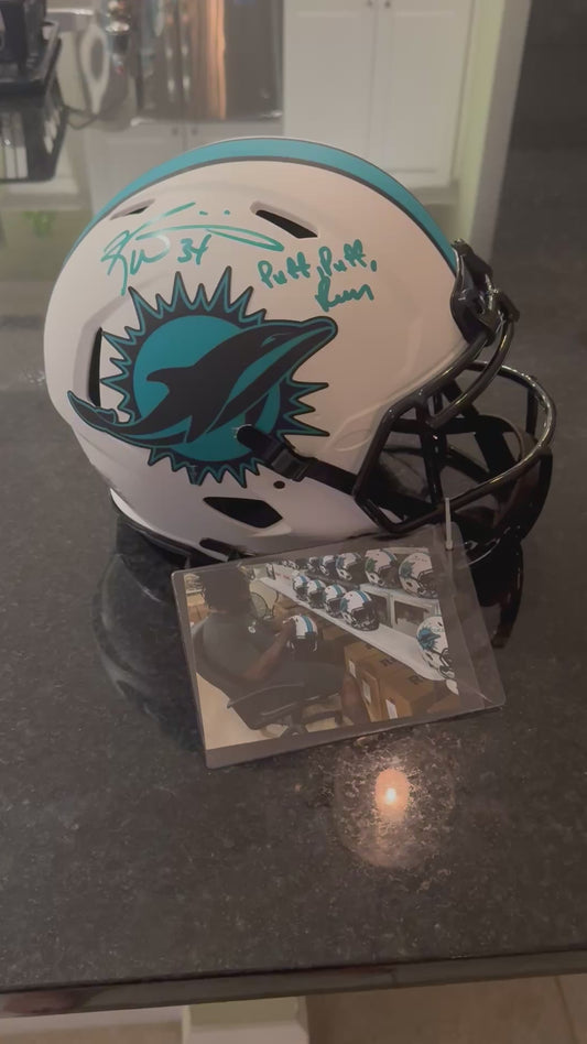 Ricky Williams Signed Miami Dolphins Full-Size Authentic On-Field Lunar Eclipse Alternate Speed Helmet Inscribed "Puff, Puff, Run" Inc. Authentication 🛡️