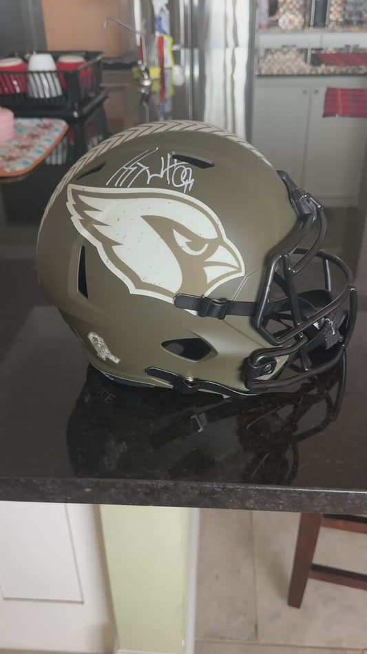 J J Watt Signed🖊️Cardinals Full-Size Salute to Service💪Alternate Speed REPLICA Helmet🪖