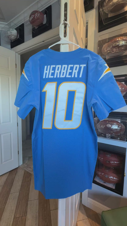 Justin Herbert TEAM ISSUED Los Angeles Chargers NFL Jersey includes sleeves 💯 RARE ⚡ Inc COA 🛡️