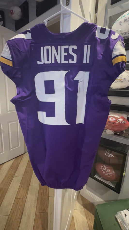 Pat Jones II GAME USED 10/06/24 PHOTO MATCHED 📸 Minnesota Vikings 👕 Jersey vs. New York Jets London Game ✅ Inc. PSA Authenticity