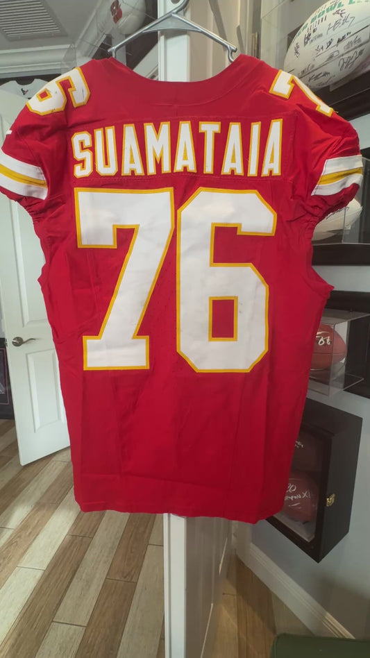 Kingsley Suamataia GAME-USED💪09/14/25 Kansas City Chiefs NFL Jersey🎽vs. Philadelphia Eagles