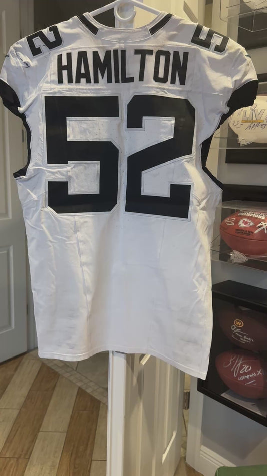 DaVon Hamilton GAME USED 💪 09/29/24 PHOTO MATCHED 📸 Jacksonville Jaguars 🐆Nike NFL Jersey👕inc. PSA COA 🛡️ vs. Houston Texans