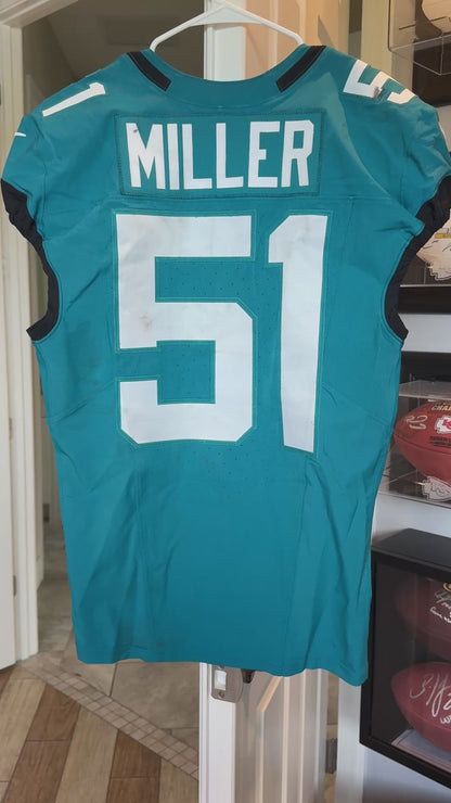 Ventrell Miller GAME WORN 09/07/25 Jacksonville Jaguars 🐆 Nike NFL Jersey 👕 vs. Carolina Panthers First Game of the 2025 Season