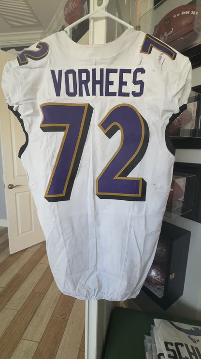 Andrew Vorhees GAME-WORN 💪 11/09/25 Baltimore Ravens 💜 NFL Jersey WIN vs Minnesota Vikings  Also Includes Certificate of Authenticity
