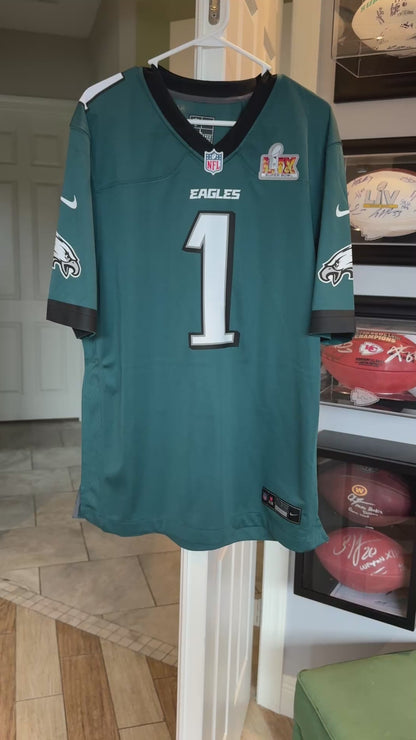Jalen Hurts Signed✍️Philadelphia Eagles🦅Super Bowl LIX Champions Nike Jersey with "SB LIX MVP" Inscription
