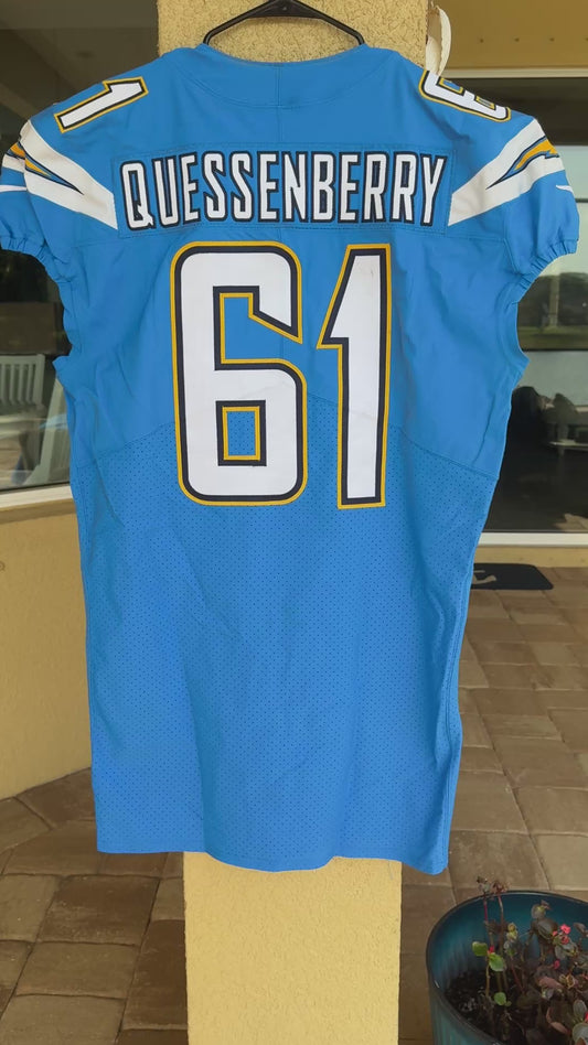 Scott Quessenberry GAME-USED💪10/21/2018 Los Angeles Chargers⚡NFL Nike Jersey vs. Tennessee Titans in London
