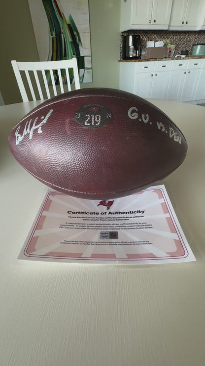 Baker Mayfield GAME USED 💪 PHOTO MATCED 📷 Tampa Bay Buccaneers Signed & Inscribed 🖊️ Wilson Duke Ball vs Broncos Proof of Authenticity included 🛡️