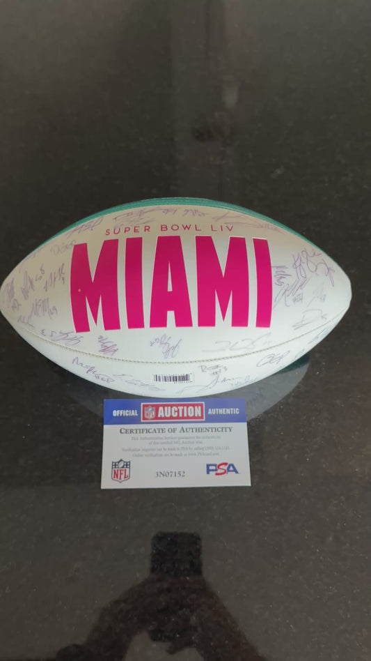 San Francisco 49ers Multi Signed Super Bowl 54 Commemorative Panel Ball Signed By Over 30 Players Inc. George Kittle, Kyle Juszczyk, Kyle Shannahan, DeForest Buckner, Kwon Alexander, Jeff Wilson...
