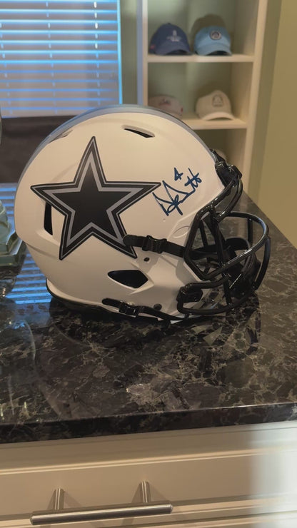 Dak Prescott Signed✍️ Dallas Cowboys Full-Size Authentic On-Field Lunar Eclipse Alternate Speed Helmet (Beckett)