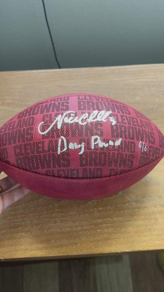 Nick Chubb Signed Cleveland Browns Wilson Duke Football inc"Dawg Pound" Inscription Limited Edition of 6