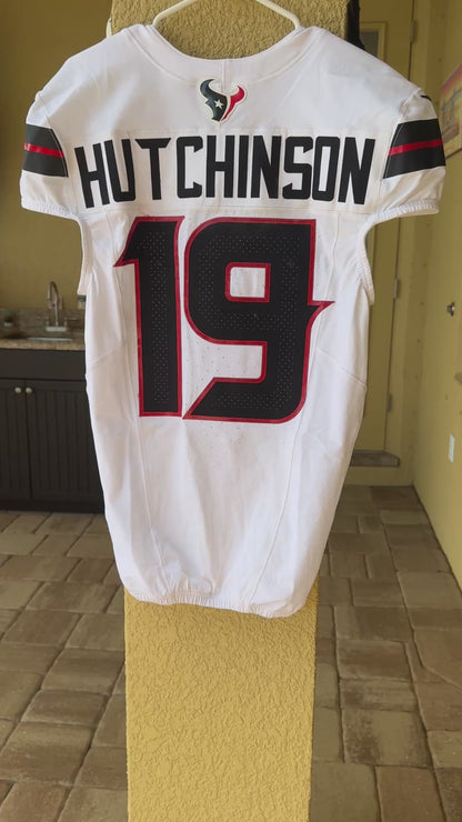 Xavier Hutchinson GAME WORN 💪 10/13/24 Houston Texans 🐂 NFL Jersey 👕 Victory over the New England Patriots inc. Metabilia COA 🛡️