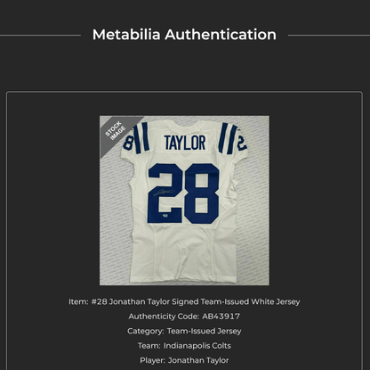 Jonathan Taylor SIGNED TEAM ISSUED Indianapolis Colts Nike NFL Jersey 👕 Also includes COA 🛡️