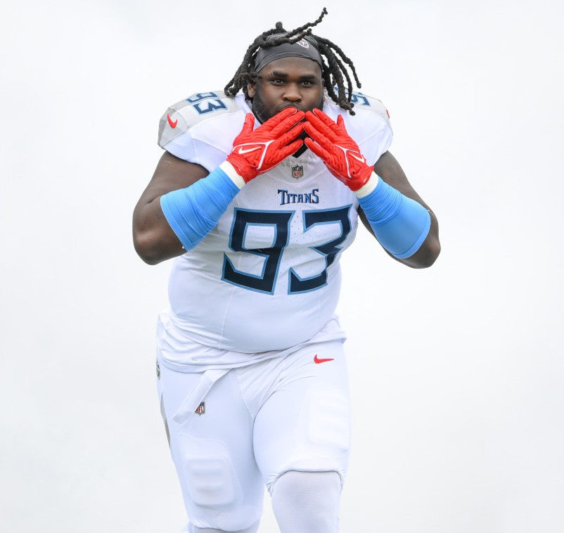 T'Vondre Sweat Signed Tennessee Titans Custom Cleats (2024 season) - Benefitting Backfield in Motion Inc.Professional Sports Authenticator (PSA) COA
